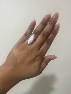 S925 Sterling Silver Pink Larimar Ring